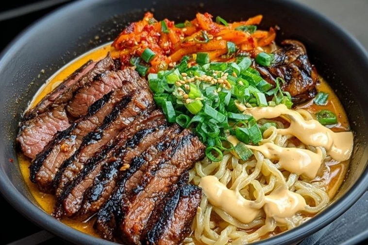 Spicy-Korean-Ramen-with-Grilled-Beef-Creamy-Sauce.