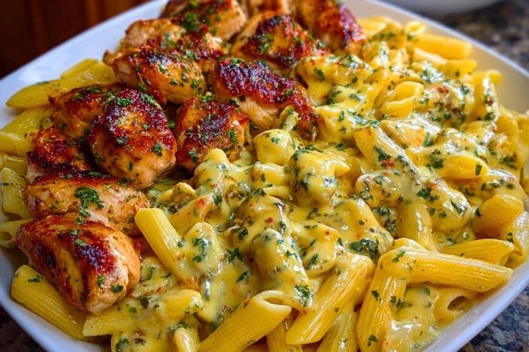 Velveeta Chicken Penne in Creamy Mozzarella Garlic Cheese Sauce