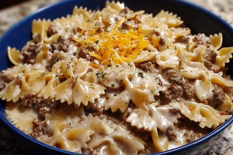 Creamy Beef and Bowtie Pasta