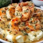 Creamy Garlic Shrimp Over Mashed Potatoes