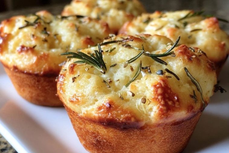 Easy Garlic Rosemary Focaccia Muffins