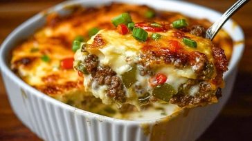 High Protein Low Carb Philly Cheesesteak Casserole
