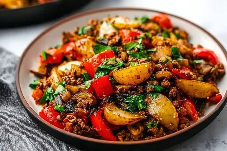 Mediterranean Ground Beef Stir Fry