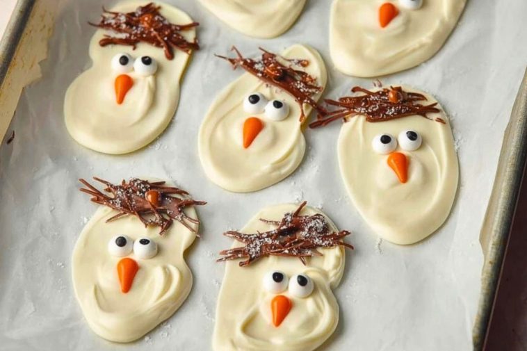 Melted Snowman Chocolate Bark