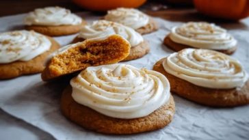 Pumpkin Sugar Cookies with Cream Cheese Frosting
