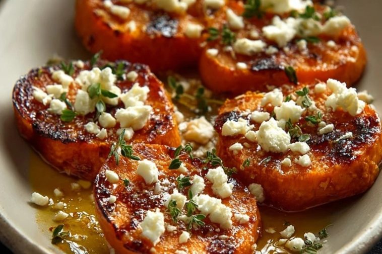 Roasted Sweet Potato Rounds with Honey & Feta