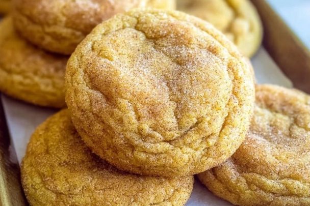 Soft Pumpkin Snickerdoodles with Cinnamon Sugar