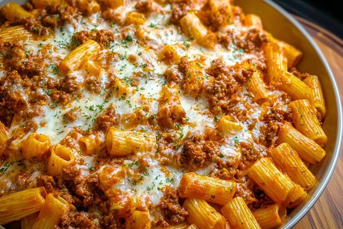 Beef Rigatoni Cheese Bake