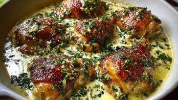 Bobby Flay Chicken Thighs with Creamy Garlic Sauce
