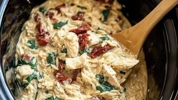 Classic Crockpot Tuscan Chicken Orzo