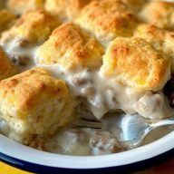 Lazy Biscuits & Gravy Breakfast Casserole