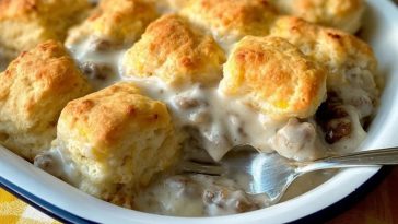 Lazy Biscuits & Gravy Breakfast Casserole