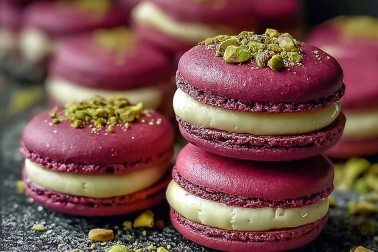 Luxurious Raspberry Pistachio Macarons