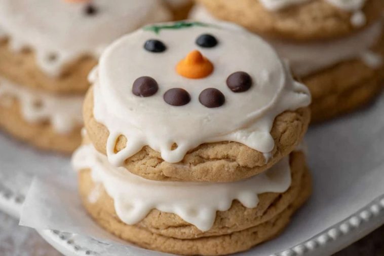 Melted Snowman Peanut Butter Cookies