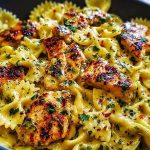 Mozzarella Garlic Butter Chicken Bowties in Cheesy Cream