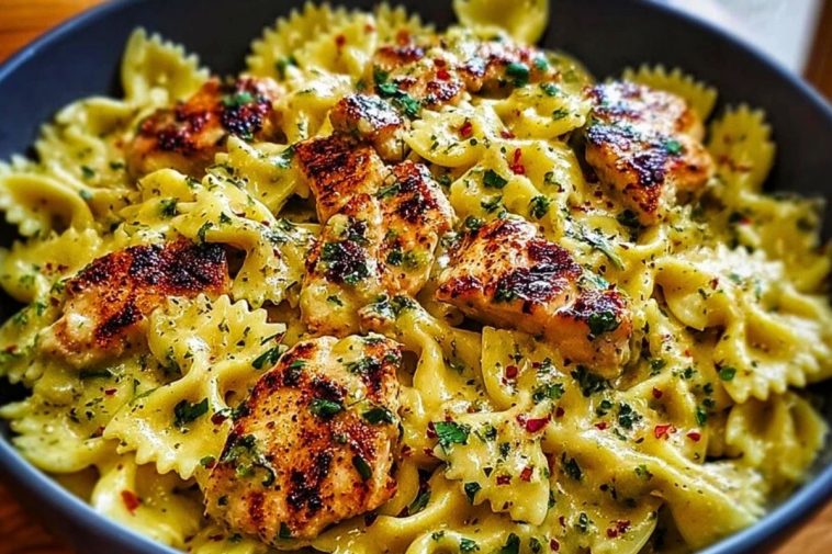 Mozzarella Garlic Butter Chicken Bowties in Cheesy Cream