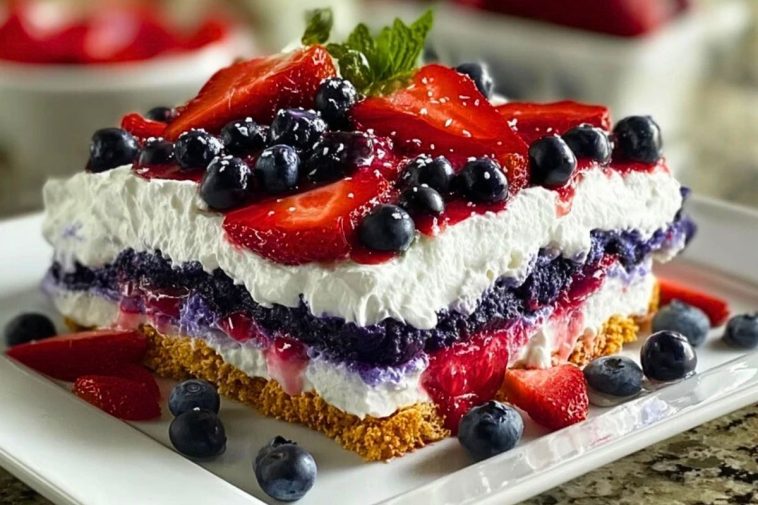 No Bake Summer Berry Lasagna