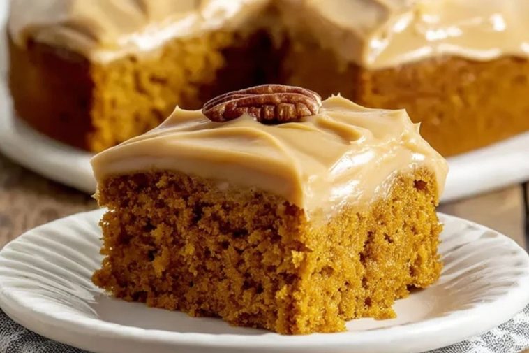 Rich Pumpkin Cake with Caramel Cream Cheese Frosting