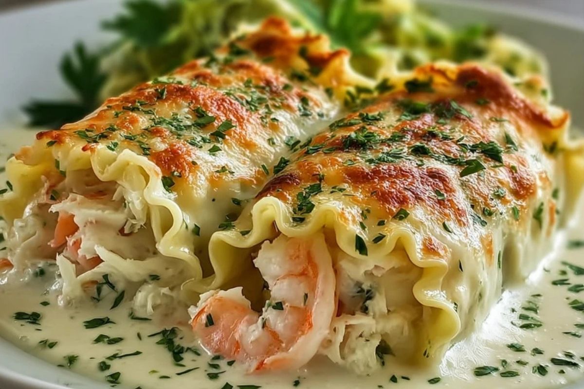 Shrimp Crab Alfredo Roll Ups