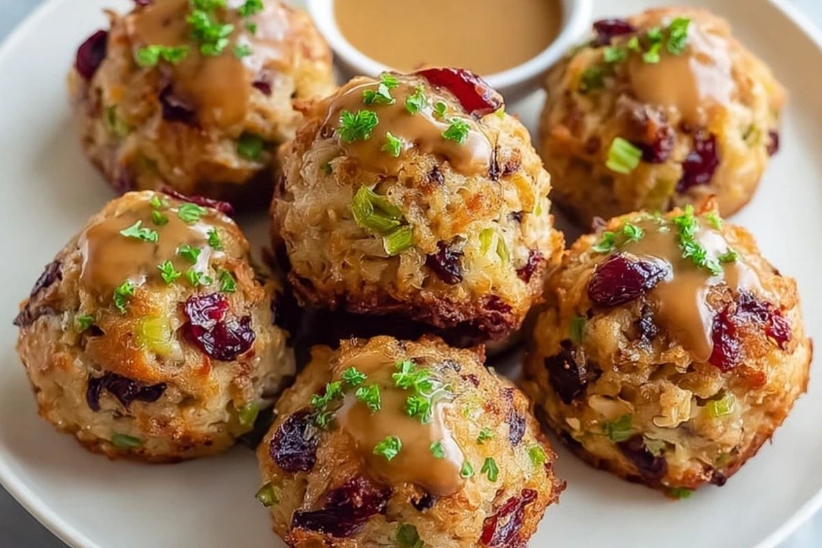 Cranberry Turkey Stuffing Balls