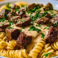 Creamy Garlic Butter Steak Rigatoni