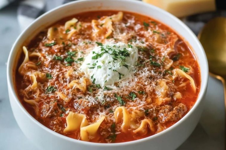 Easy High Protein Lasagna Soup