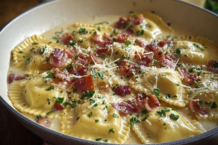 Easy Olive Garden-Inspired Ravioli Carbonara