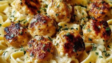 Garlic Butter Chicken Balls with Creamy Parmesan Pasta