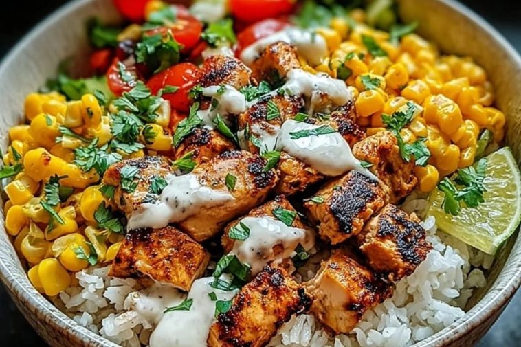 Healthy Chicken Rice Bowl with Street Corn