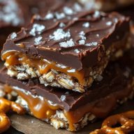 No Bake Salted Caramel Pretzel Bars