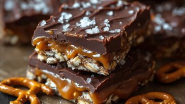 No Bake Salted Caramel Pretzel Bars
