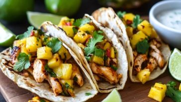 One Pan Chicken and Pineapple Tacos