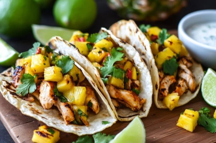 One Pan Chicken and Pineapple Tacos