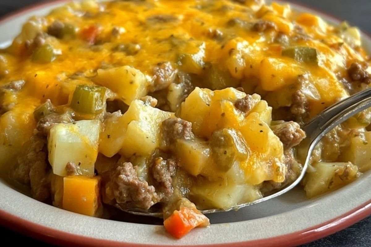 Cheesy Beef & Frozen Potato Casserole