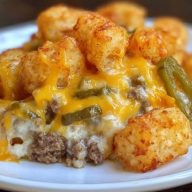 Cheesy Ground Beef & Tater Tot Casserole