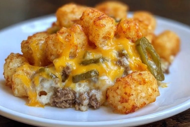 Cheesy Ground Beef & Tater Tot Casserole
