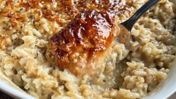Dump & Bake Creamy Rice & Chicken