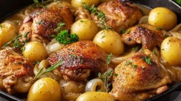 One Pan Chicken and Potatoes with Gravy