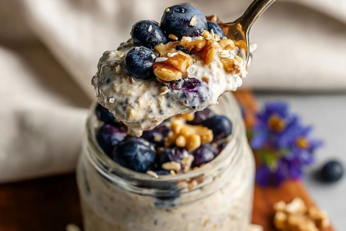 Blueberry Overnight Oats With Yogurt