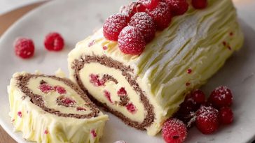 White Chocolate Raspberry Yule Log