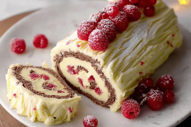 White Chocolate Raspberry Yule Log
