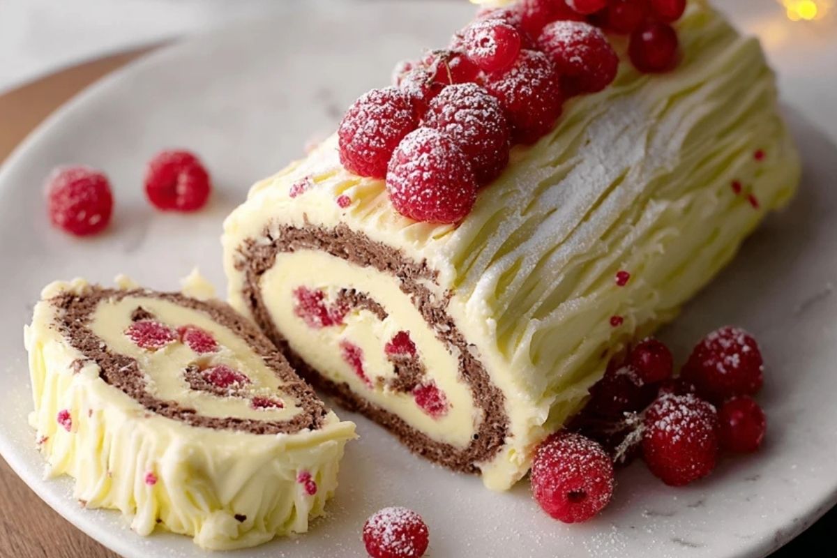 White Chocolate Raspberry Yule Log