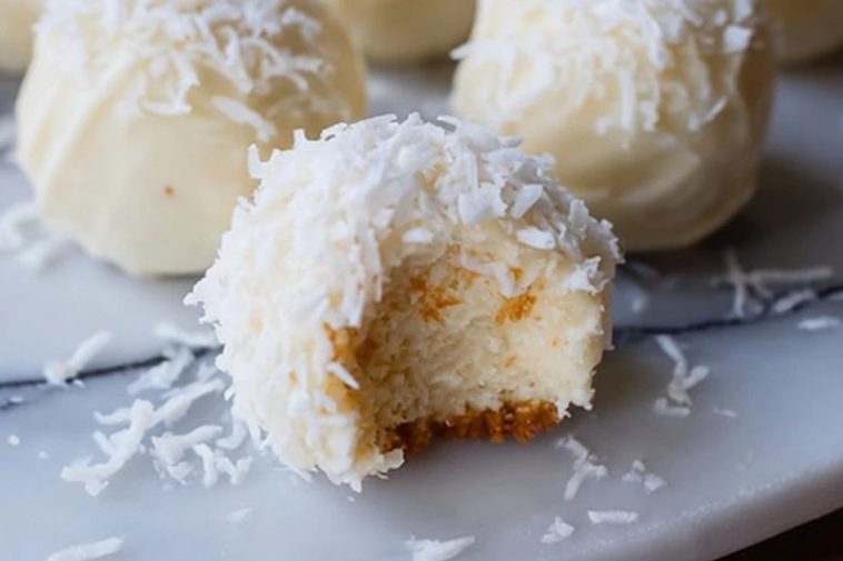 Coconut Snowball Cheesecake Bites