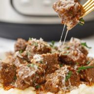 Crockpot Garlic Parmesan Steak Bites