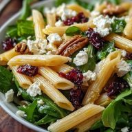 Healthy Feta and Cranberry Penne Salad with Orange Vinaigrette