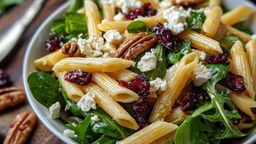 Healthy Feta and Cranberry Penne Salad with Orange Vinaigrette