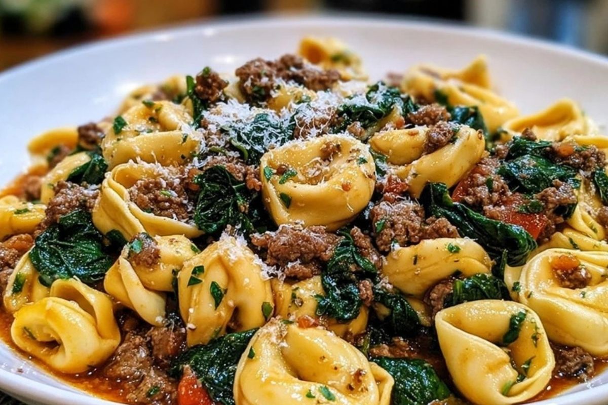 Savory Garlic Butter Beef and Spinach Tortellini
