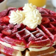 Strawberry Cheesecake Stuffed Waffles