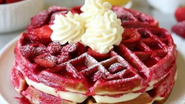 Strawberry Cheesecake Stuffed Waffles