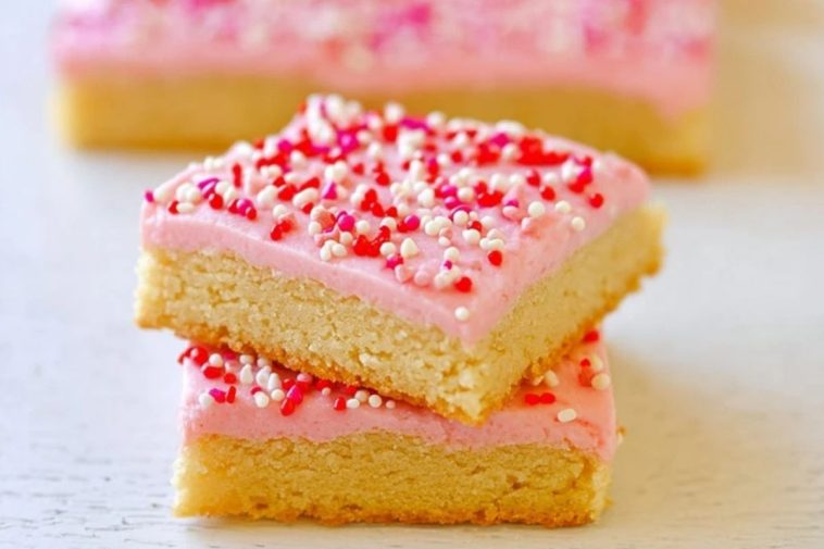 Valentine's Day Frosted Sugar Cookie Bars